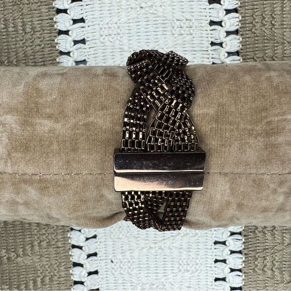 Copper Colored Shimmer Woven Bracelet with Magnetic Clasp - Picture 1 of 3